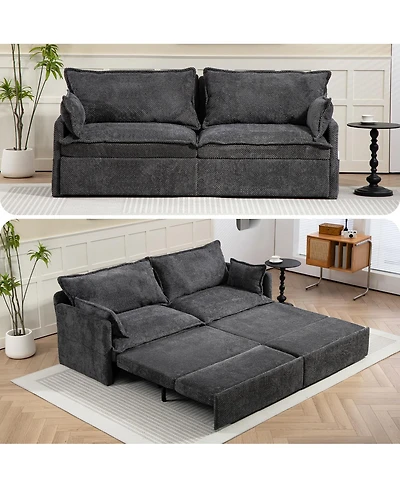 Streamdale Furniture 3-in-1 Corduroy Sofa Bed with Storage and Charging