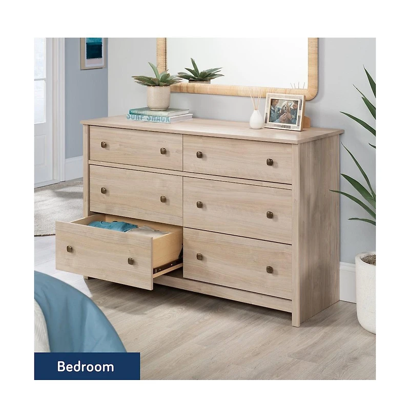 Sauder River Ranch 6-Drawer Bedroom Dresser, Harvest Walnut Finish