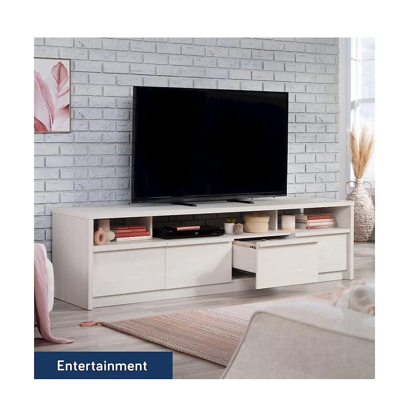 Sauder Harvey Park Large Tv Credenza, for Tv's up to 86", Alabaster Oak Finish
