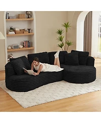 Streamdale Furniture Modern Curved L-Shape Luxury Sectional Sofa: Minimalist Comfy Sleeper Couch