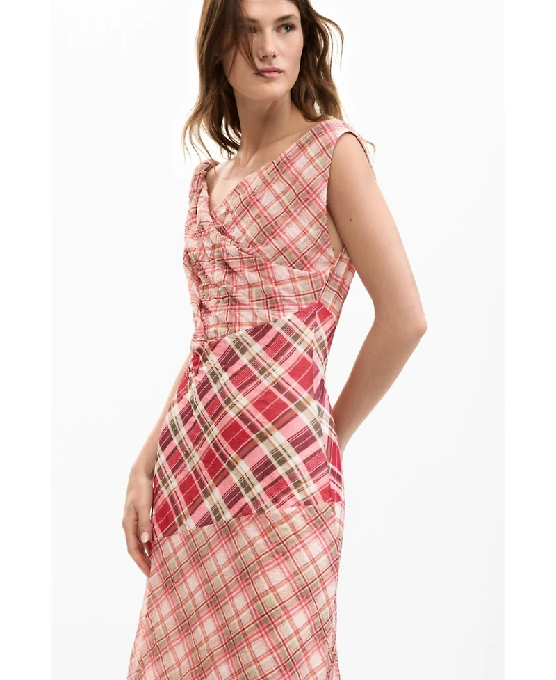 Desigual Women's Checked plaid strap dress
