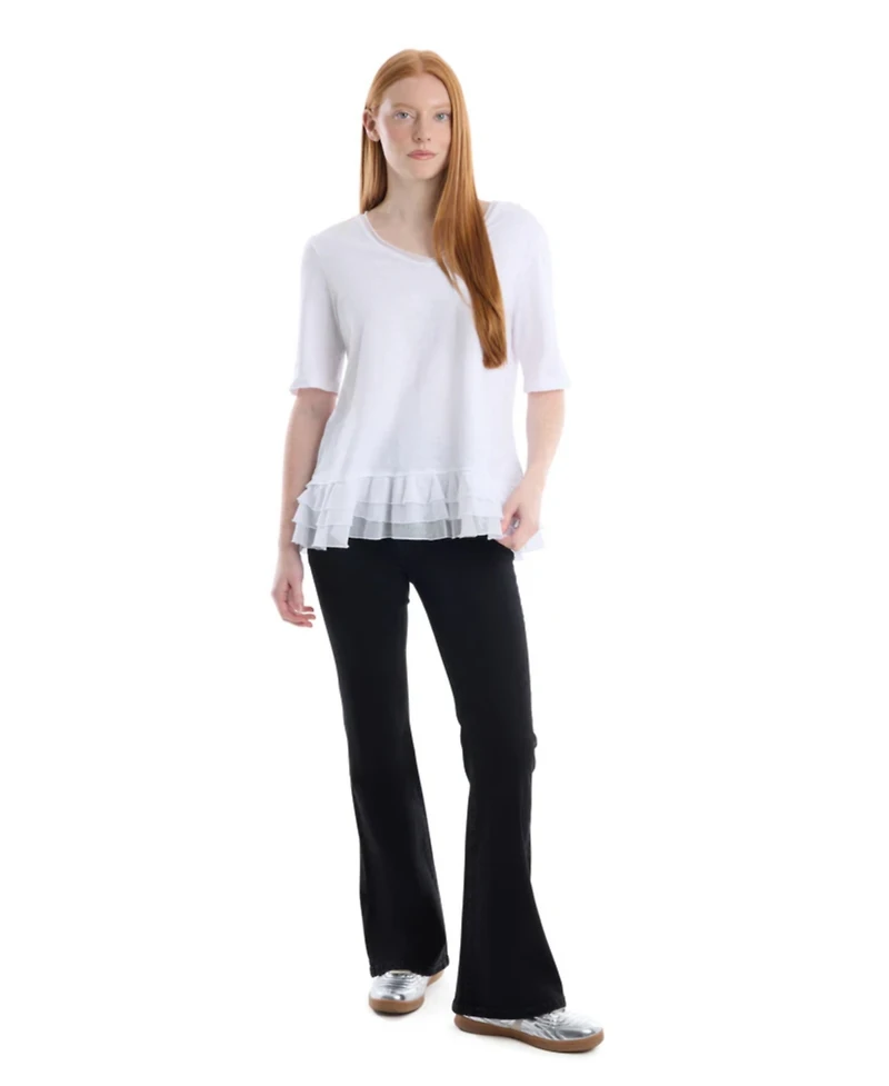 Wilt Women's V-Neck Mixed Media Tee