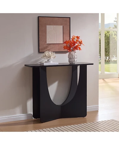 Kings Brand Furniture Modern Sculptural Wood Console Table with Curved U-Base