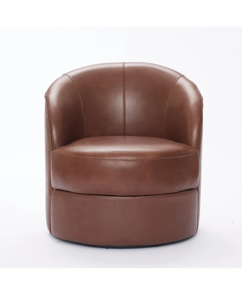 Streamdale Furniture Leather Swivel Accent Chair, Mid-Century Modern Lounge Chair