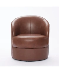 Streamdale Furniture Leather Swivel Accent Chair, Mid-Century Modern Lounge Chair