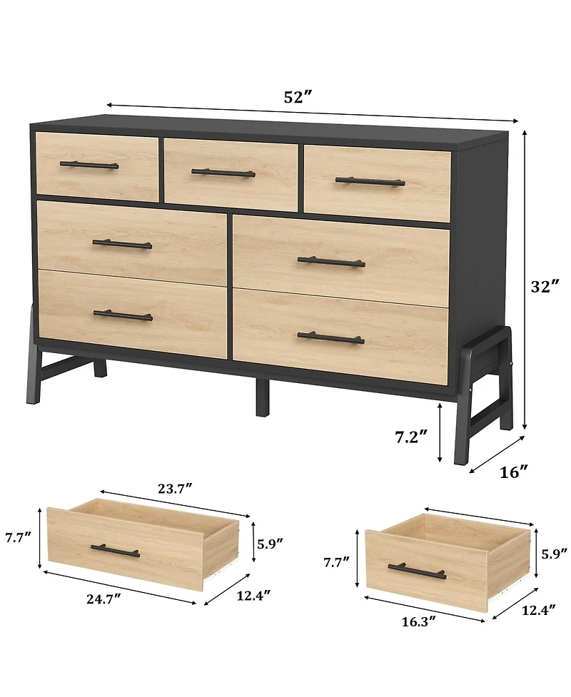 gaomon 7-Drawer Dresser for Bedroom, 52" Wide Freestanding Wooden Storage Chest