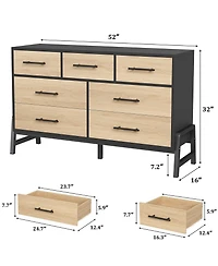 gaomon 7-Drawer Dresser for Bedroom, 52" Wide Freestanding Wooden Storage Chest
