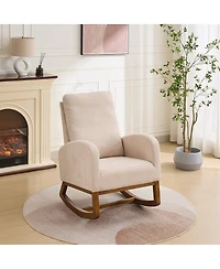 Streamdale Furniture Beige 27.2"W Rocking Chair for Nursery with High Back and Side Pocket