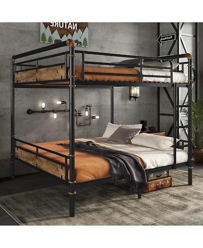 Streamdale Furniture Metal Bunk Bed, Industrial Detachable with Rails