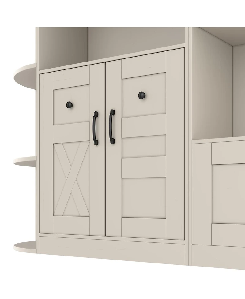 Streamdale Furniture 2-in-1 Hall Cabinet Storage and 4 Hooks