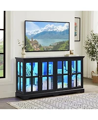 Streamdale Furniture Antique Led Curio Display Cabinet with Glass Doors