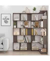 Streamdale Furniture Space-Saving Corner Bookshelf and Bookcase Set