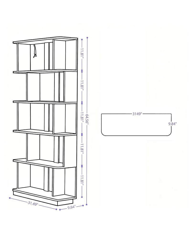Streamdale Furniture 2-Pc L+I Corner Bookcase Set, Space Saving