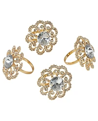 Saro Lifestyle Napkin Ring with Large Jewels Design, Set of 4