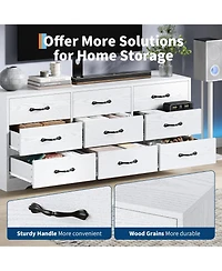 gaomon Tv Stand with Mount for TVs, Modern Media Console with Adjustable Height Bracket and 9 Drawers