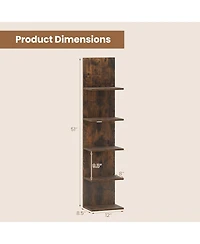 Slickblue 5 Tier Wall Shelf Unit with Wood Grain for Home Storage