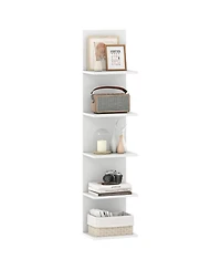 Slickblue 5 Tier Wall Shelf Unit with Wood Grain for Home Storage