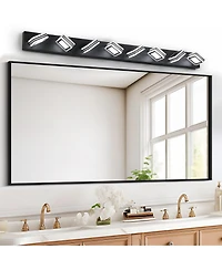 Busdays 52 Inch Modern 8 Light Led Vanity Light Sleek Bathroom Wall Fixture Iron and Acrylic Dimmable for Bathroom Mirror Lighting