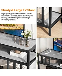 gaomon Farmhouse Tv Stand for TVs , Entertainment Center with Open Shelves and Metal Frame