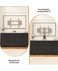 gaomon 47.2 Tv Stand with Mount for Tvs , Media Console with 6 Drawers and Adjustable TV Bracket