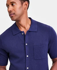 Club Room Men's Short-Sleeve Linen and Cotton Button Sweater Polo Shirt, Macy's Exclusive