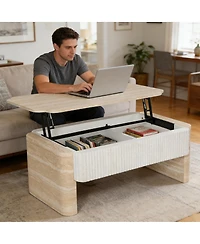Streamdale Furniture Lift Top Coffee Table, Modern Extendable Wooden Desk with Hidden Storage
