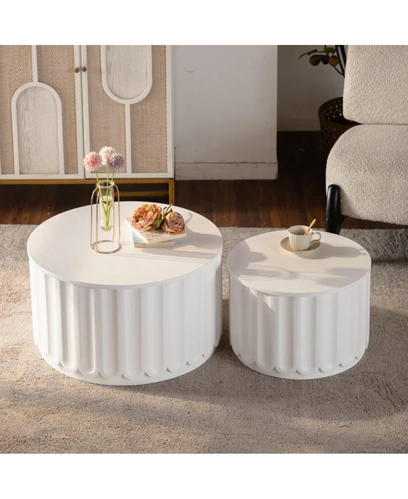Streamdale Furniture Round Nesting Storage Tables with Lift-Off Lids