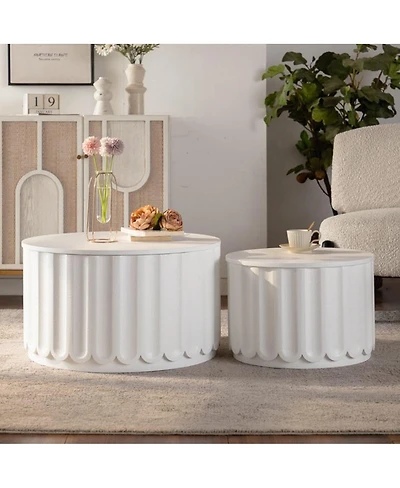 Streamdale Furniture Round Nesting Storage Tables with Lift-Off Lids