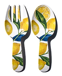 Abode Homewares Lemon Orchard Melamine Serving Utensils, Set of 2
