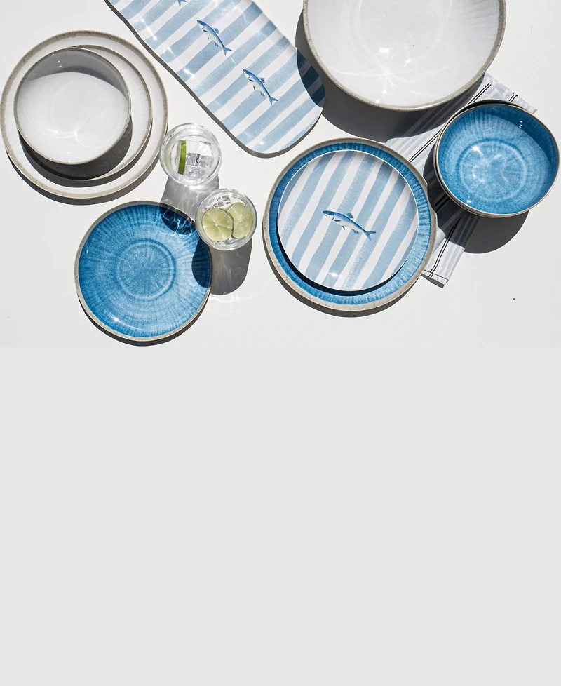 Abode Homewares Coastal Reactive NewWave Melamine Salad Plates, Set of 6