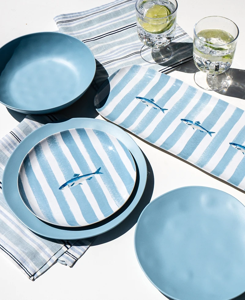 Abode Homewares Sardinia NewWave Melamine Stripe Salad Plates, Set of 6
