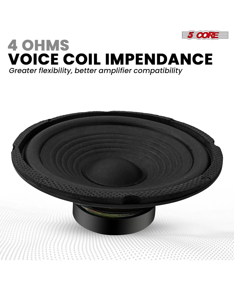 5 Core 6.5 Inch Subwoofer 300W Car Audio Sub Woofer 4 Ohm Deep Bass Replacement Loud Speaker