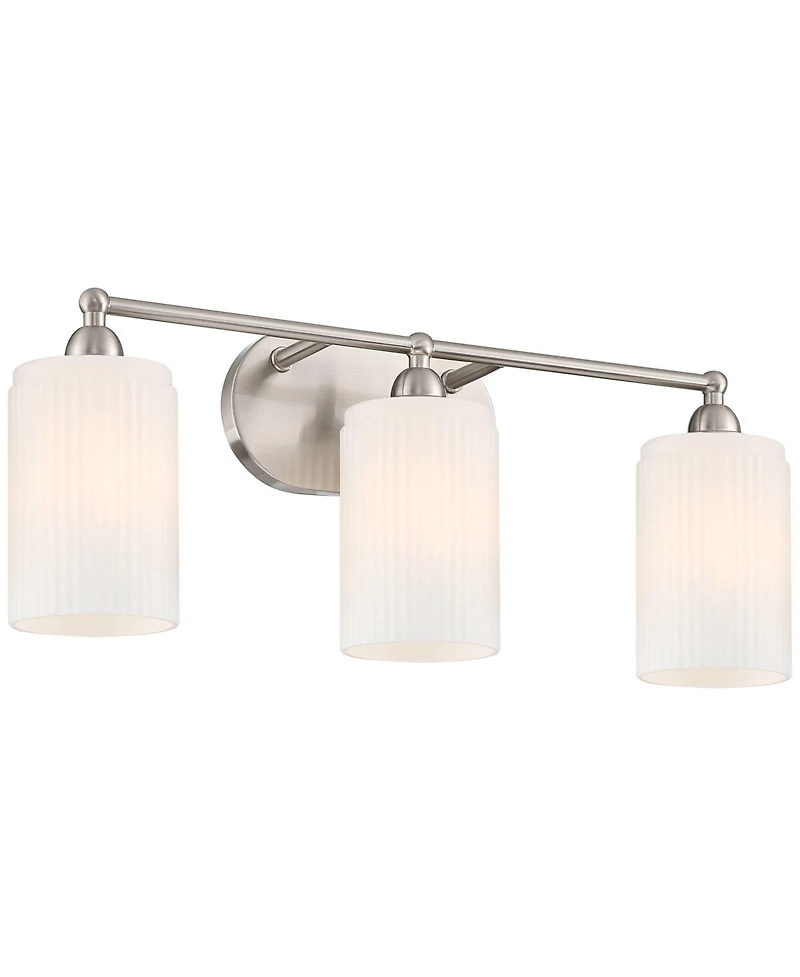 360 Lighting David 22" Wide Brushed Nickel and Fluted Glass 3-Light Bath Light
