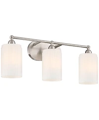 360 Lighting David 22" Wide Brushed Nickel and Fluted Glass 3-Light Bath Light
