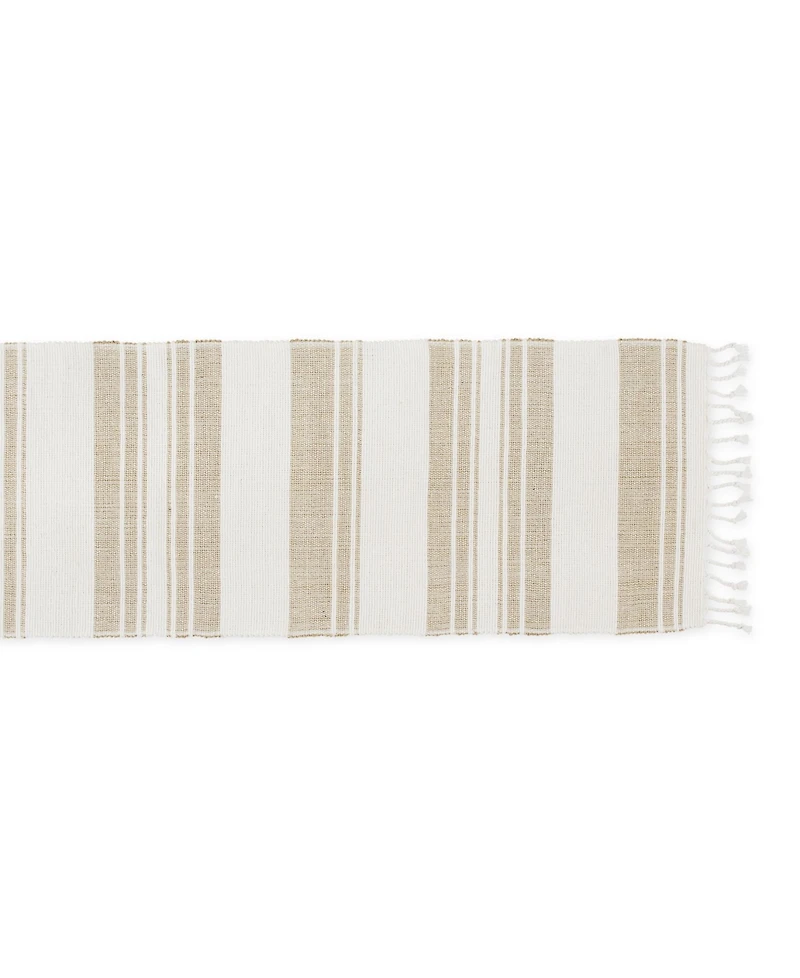 Design Imports Coastal Sands Stripe Cotton Jute Table Runner, 14" x 72"