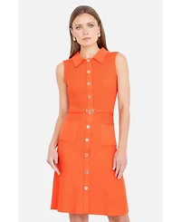 Yumi Women's Rib Knitted With Buckle Skater Dress