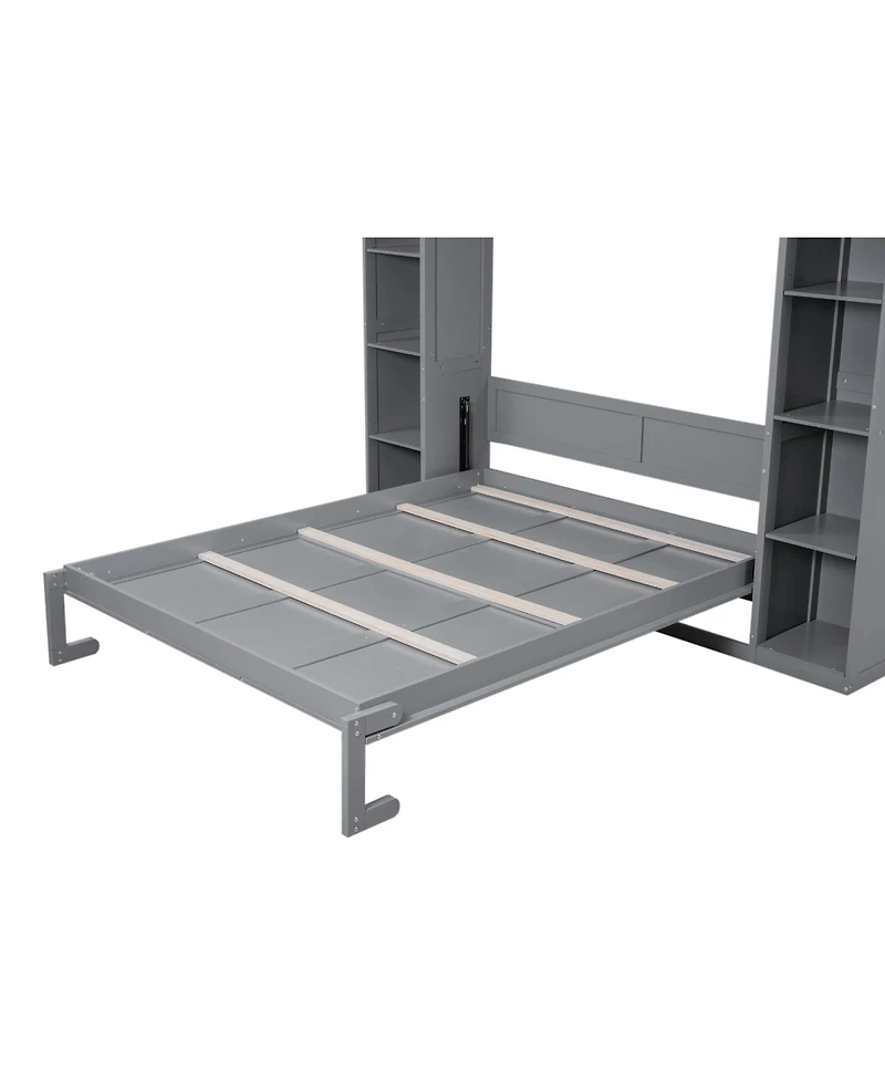 Streamdale Furniture Murphy Bed With Shelves and Led Lights