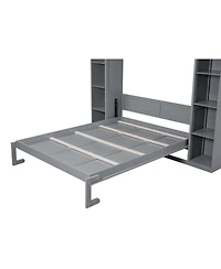 Streamdale Furniture Murphy Bed With Shelves and Led Lights