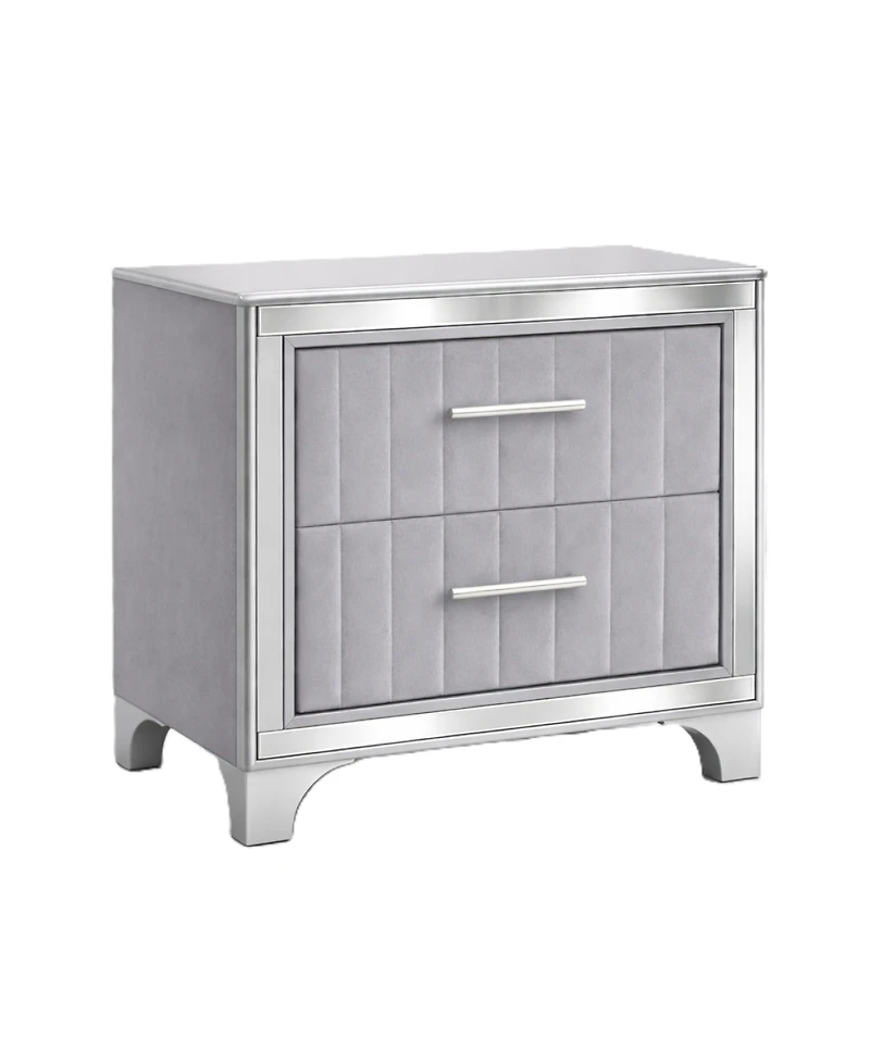 Streamdale Furniture Acrylic Nightstand 2 Drawers and Silver Legs
