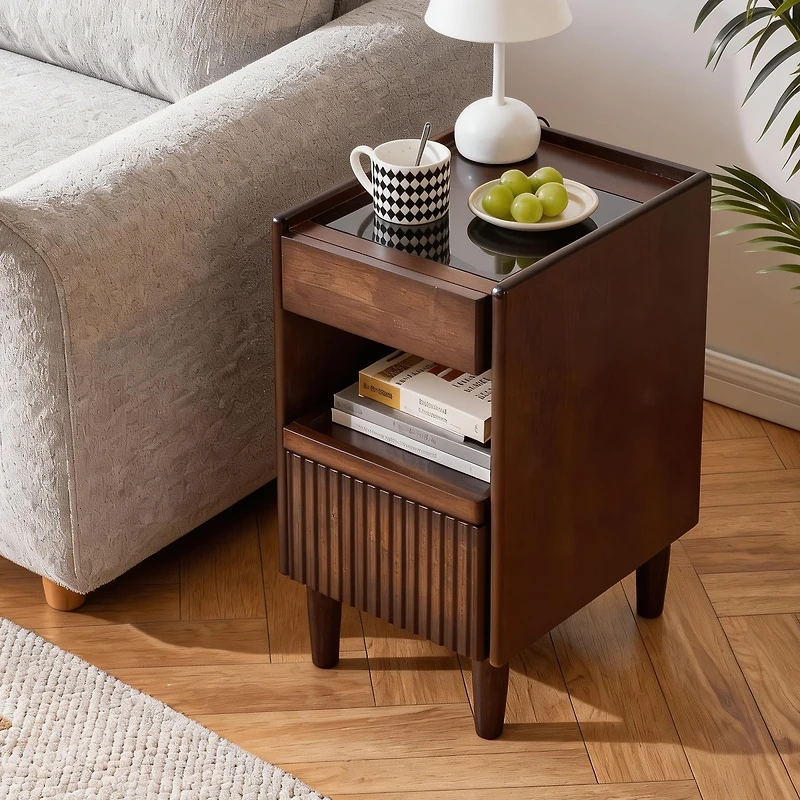 Streamdale Furniture Wooden Bedside Table with 1 Drawer and Open Shelf