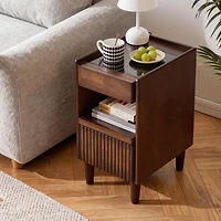 Streamdale Furniture Wooden Bedside Table with 1 Drawer and Open Shelf