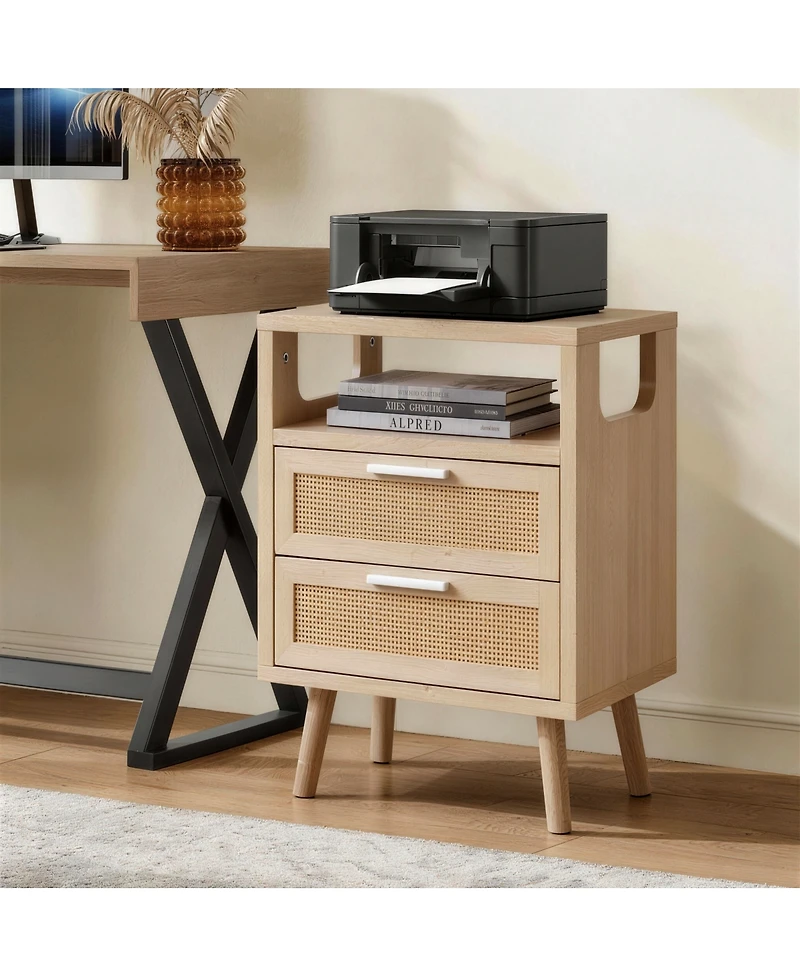 Streamdale Furniture 2-Drawer Modern Bedside Table with Handles
