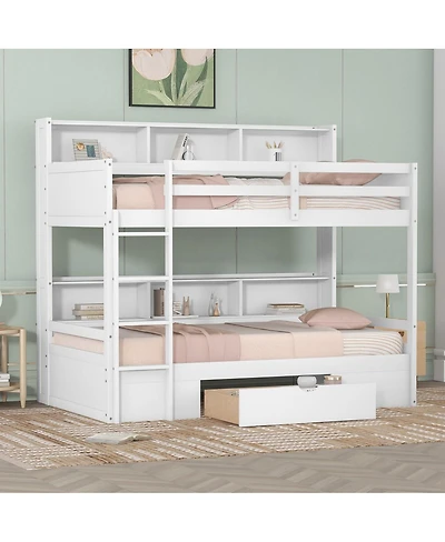 Streamdale Furniture Bunk Bed With Shelves and Storage Drawer