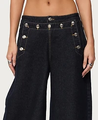 Edikted Women's Frida Buttoned Low Rise Baggy Jeans