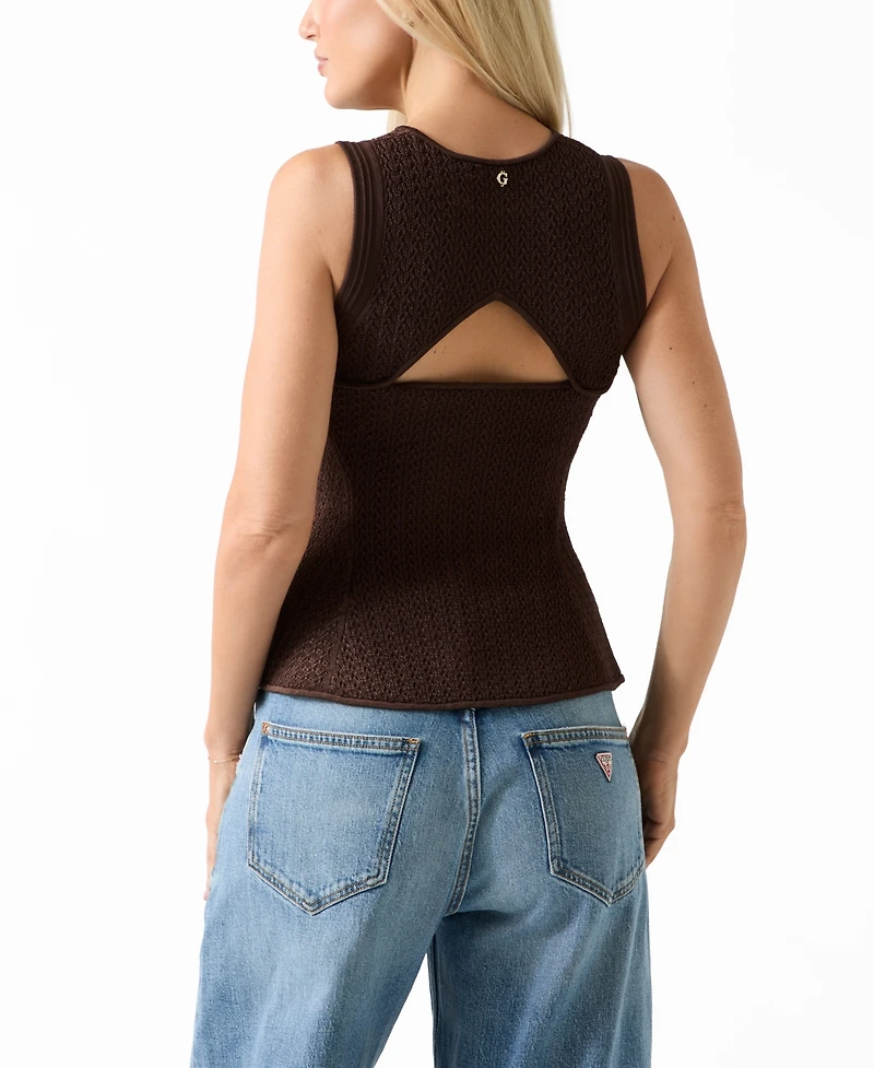 Guess Women's Jen Cutout Crewneck Sweater Top