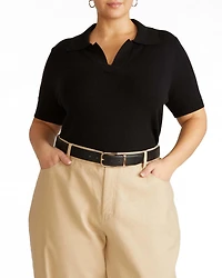 Universal Standard Plus Savvy Fine Knit Short Sleeve Polo Sweater