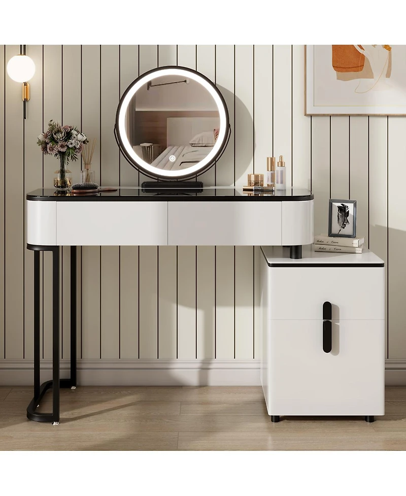 Streamdale Furniture Modern Vanity Glass Top, Storage, Mirror, 100cm