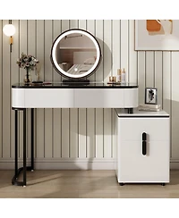 Streamdale Furniture Modern Vanity Glass Top, Storage, Mirror, 100cm