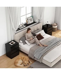 Streamdale Furniture 2pieces 19.7 inches 3-Drawer Nightstand Set, Handle-Free
