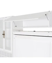 Streamdale Furniture Queen Murphy Bed with Sofa, Shelves, Usb and Light